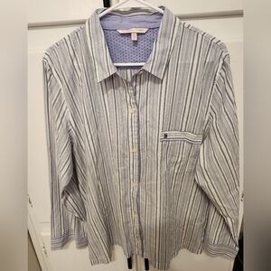 Victorias Secret Striped Pajama Top Womens Size Large
